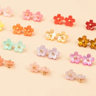Retro Resin Shank Button New Chinese Style Crystal Cherry Blossom Cufflinks Buttons for Shirt Decoration Clothing Accessories