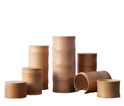 Eco-friendly Bamboo Tube Tea Caddy Hand-Carved Craft for Business Gift Storage and Promotion Use Durable and Stylish