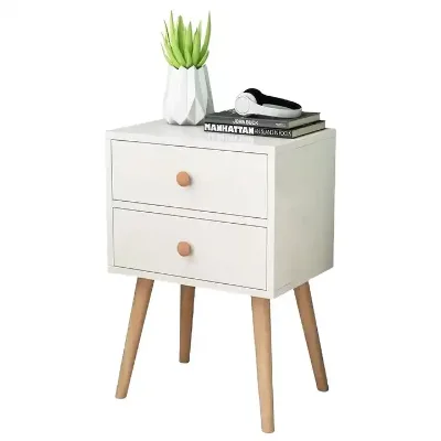 Solid Wood Leg Bedside Cabinet Simple and Modern Style Foldable Feature for Home Hospital School Use