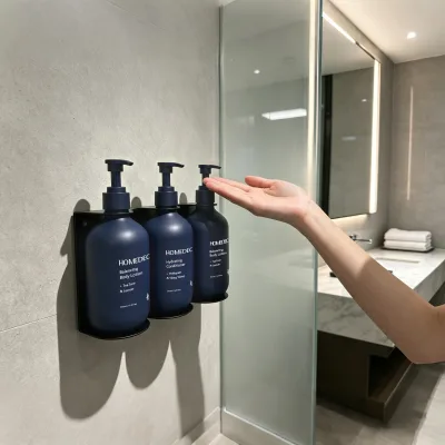 Modern Hotel Bathroom Liquid Hand Soap Dispenser Stainless Steel & Plastic Manual Eco-Friendly