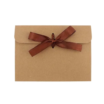 Kraft Paper Envelopes Customized Recycled A4 Size Brown Wallet Envelope Gift Envelope with Ribbon Closure