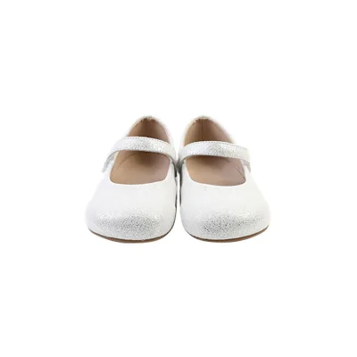 Girls Silver Glitter Mary Jane Shoes Hook & Loop Closure Leather Upper for 1-6 Years Old Casual Walking Shoes