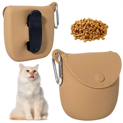 Custom Logo Dog Treat Pouch Easy to Clean Daily Walks Pocket Portable Walking Silicone Waist Dog Treat Bag