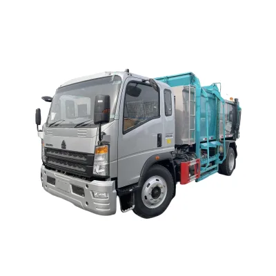 Hot Sale Sinotruk Howo 5000L 6m³ 1500 Gallons Full Time 4wd diesel 6 Wheesl Double Bucket Garbage Truck