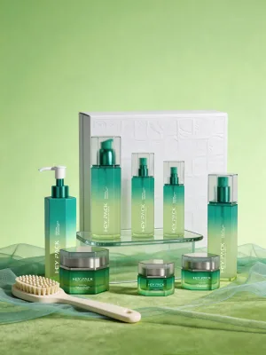 Hexagonal Skincare Bottle Set Gradient Color Plastic Cosmetic Containers 100 ml to 750 ml Refillable Travel Friendly
