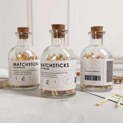 Hot Sale clear Glass Decorated Glass Bottles Round Aroma Bottle with Cork