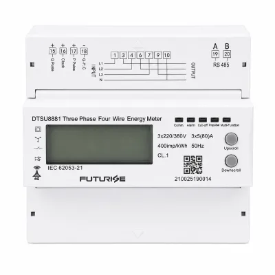 Three Phase 7 Pole DIN-Rail Energy kWh Meter with IEC,RS485 GPRS/4G Communication,OEM ODM Custom Logo for Industrial&Commercial