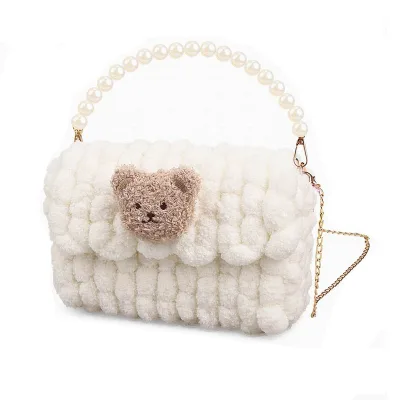Educational Gift DIY Handmade Bag Kit Accessories Woven Material Homemade Pearl Woolen Bag for Girls