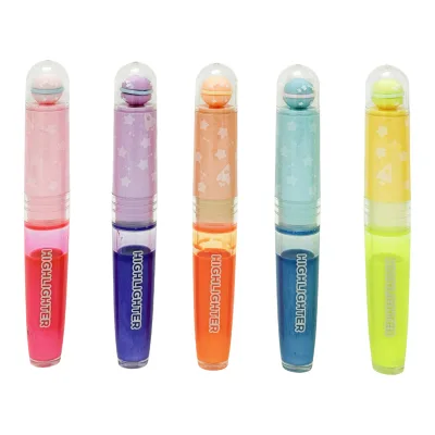 Top Stain-Free Multicolor Oblique Liquid Highlighter for Girls Beautiful Ink Technology Plastic Set