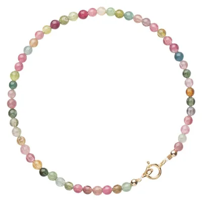 3mm Candy Round Bead Tourmaline Bracelet for Women Single Circle Crystal Fashion Hand Jewelry