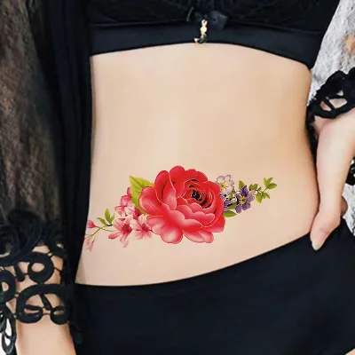Sexy Flower Temporary Tattoos for Women Body Art Painting Arm Legs Tattoos Sticker Realistic Black Rose Waterproof Tattoos