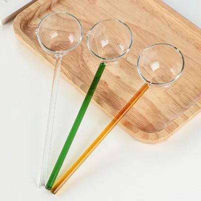 Household Long Handle Kitchen Baking High Borosilicate Glass Colored Mixing Stirring Spoon