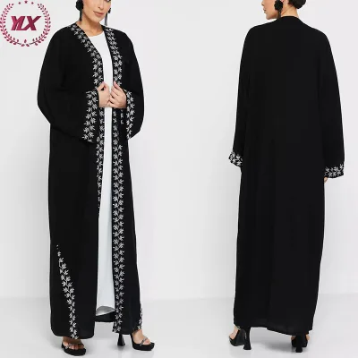 Black Abaya Women Muslim Dress 2023 Dubai Design Breathable Fabric Elegant 2023 Latest Embroidery OEM Service Adults Middle East