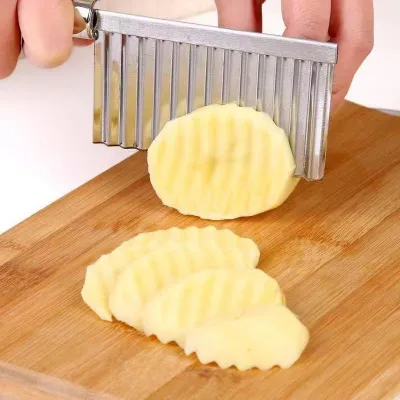 Multi-Function Manual Stainless Steel Vegetable Chopper & Potato Cutter with Wavy Shape Blade for Carrot and Chip Preparation