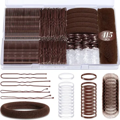 BELLE WORLD Vintage Metal Hair Accessories Hair Bun Set Hairpin Colorful Hair Ties U-Shaped Clips Wholesale Boxed