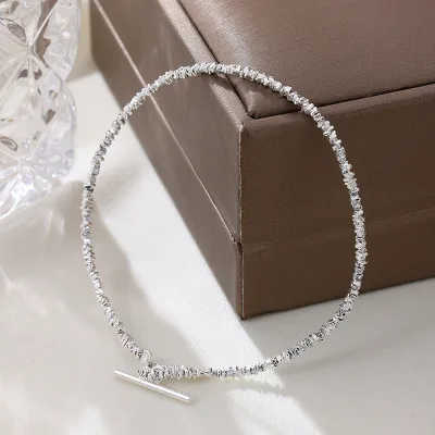 Personalized OT Clasp Bracelets 925 Sterling Silver Irregularity Small Gravel Silver Chip Beads Beaded Bracelets for Women