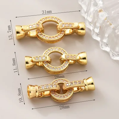 Wholesale Factory Directly Large Small Sizes Non Tarnish Gold Plated Inlaid Zirconium Buckle Clasp for Diy Female Pearl Necklace