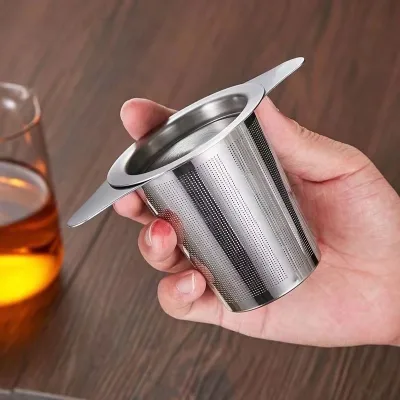 Coffee Filter Funnel Grid Double-ear Coffee Leakage Tea Leakage Filter with Lid and Processing Net Leakage 304 Stainless Steel