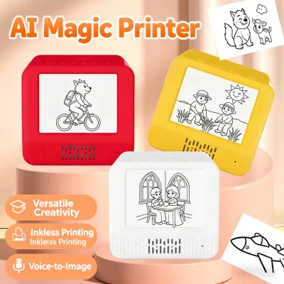 GY AI Mini Sticker Printer Toy Kids Interactive Voice Controlled Portable Thermal Inkless DIY Arts Crafts 3-12 Years Old Kid