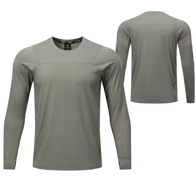 Mens Plus Size Sports Tshirt Pullover Crew Neck Loose Style Quick Dry Long Sleeve Solid Shirt Breathable Polyester Running Shirt