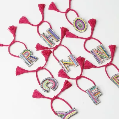 customized DIY name with 26 letters rainbow zirconia bracelet of girl's fashion jewelry