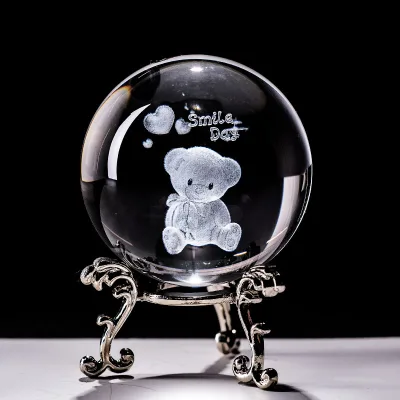 Clear Home Decor Gift Ball K9 Glass Ball 3d Laser Engraving Crystal Ball Glass Globe Ornament