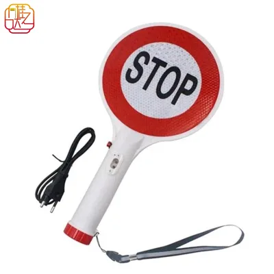 Traffic Safety LED Stop Sign with Third Grade Reflective Film ABS Plastic Construction CE Certified Hand Held Flashlight
