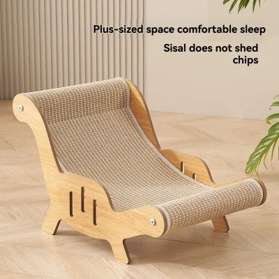 Cat Scratcher Sofa Bed Wooden MDF Oak Wood Grain Natural Durable No Shedding Ergonomic Lounge Chair for Cats Pet Sofa