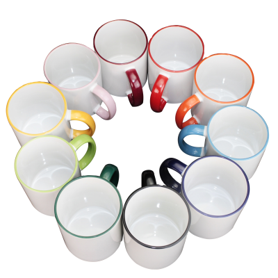 11oz Super White Sublimation Tumbler  with  Handle   Color Mug