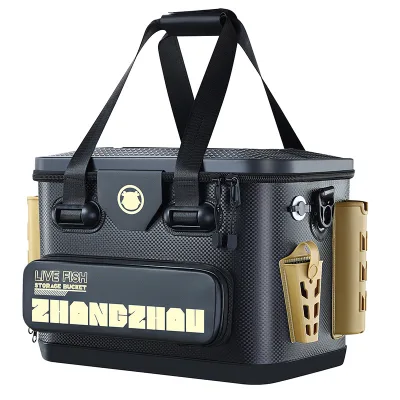 Outdoors Multifunction Tackle Box, Thickened Material Fishing Storage Bucket  Anti-Corrosion Technology - Black Gold