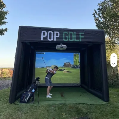 Outdoor Sport Club Golf Goal AirTight Shooting Cage Enclosure Inflatable Golf Simulator Tent Waterproof LED Light Durable