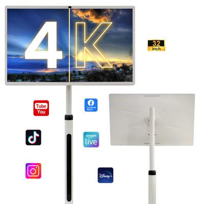 32 Inch 4K Smart LED TV 10 Point Touch Screen Immersive Picture White Cabinet Android 12.0 System Portable HDTV Game Mode