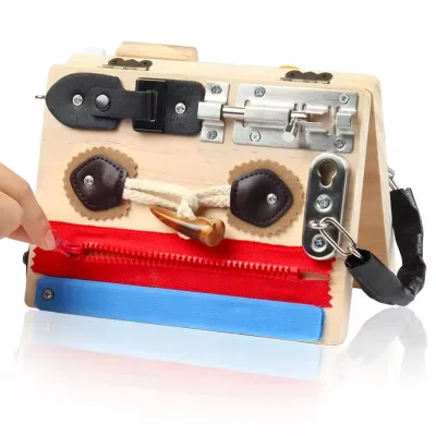 High Wooden Folding Busy Board Sensory Puzzle DIY Educational Toy Montessori Inspired Board Box Packaging Hot Selling Set