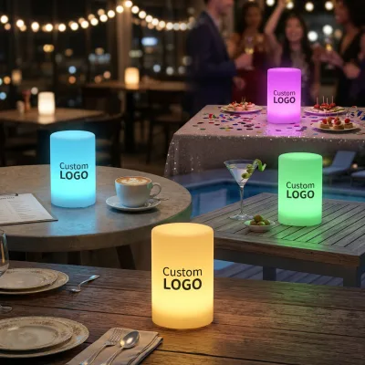 Cordless 16 RGB Table Lamp Remote Rechargeable Battery Custom LOGO Lampshade for Wedding Events Hotel Decorate LED Table Lamp