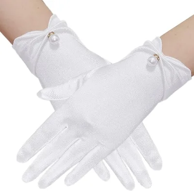 Floral Lace Gloves for Bridal Elegant Short Wrist Gloves for Wedding Opera Dinner Party