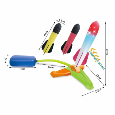 Fun Foam Rocket Launcher for Kids Active Play Outdoor Toy Safe Plastic Rockets STEM Gift for Boys and Girls Ages 3-12