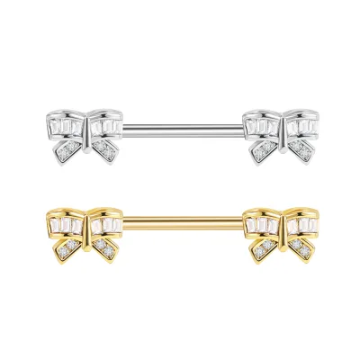 Exclusive Design Bow Nipple Rings Stainless Steel Silver Plated Nipple Piercing Ring Women