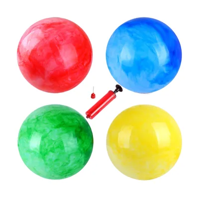4 Pcs Marbleized Bouncy Balls 1 Pump 9 Inch Inflatable Sensory s Beach Kickball s School Playground