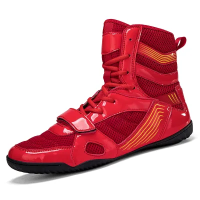High-top PU Leather Boxingshoe Powerlifting Training Synthetic Wrestling Shoes Cotton Fabric Fighting Women Light Weight Shoes