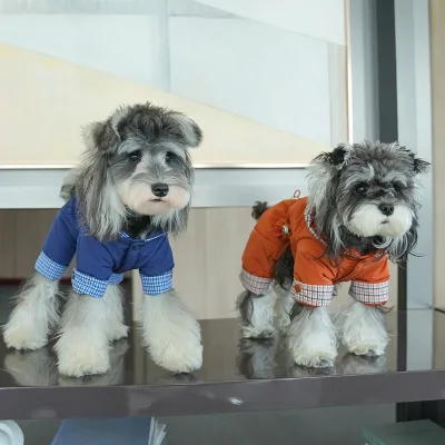 Plaid Hooded Four-Leg Pet Polyester Coat Windproof Warm Autumn Winter Outfit Soft Thermal Hoodie for Small Dogs