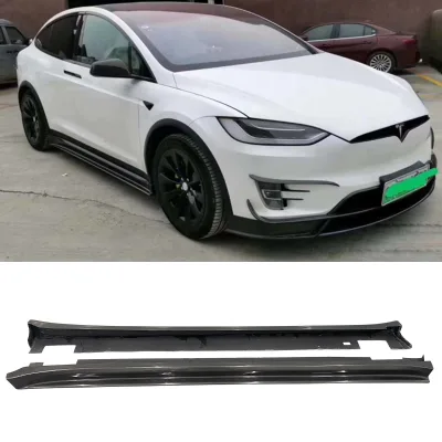 High Quality RZ Style Carbon Fiber Body Kit Side Skirts for Model X Fitment Perfect