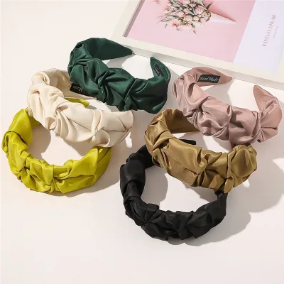 Solid-color Draped Fabric Hair Band Women Fashion Satin Headband New Style
