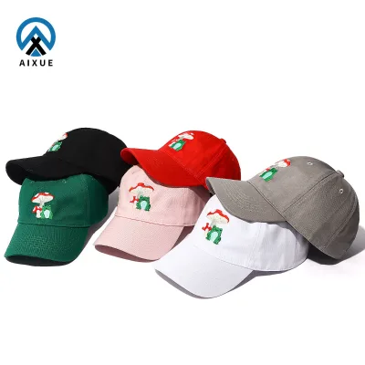 High Quality Cotton Baseball Caps Custom Logo Embroidered Snapback Flat Caps Cute Cartoon Leopard Dot Argyle Fruit Free Curved