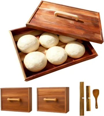 Wooden Pizza Dough Proofing Box Natural Acacia omakase wooden box Ideal Bread Proofing pie box wooden