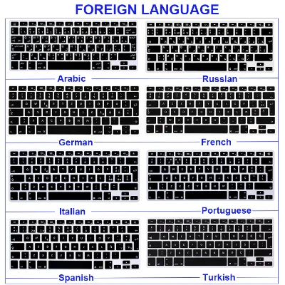 Arabic Russian German Italian Spanish Silicone Keyboard Cover for MacBook 13 15 Inch A1466 A1369 A1278 A1286 A1502 A1425 A1398