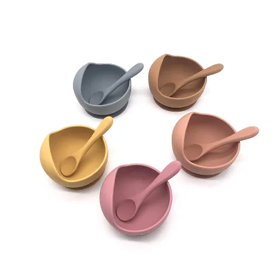 Universal Silicone Baby Feeding Bowl Suction Cup Design Practical Easy-to-Clean Print Pattern Spill-Proof Food Bowl for Children