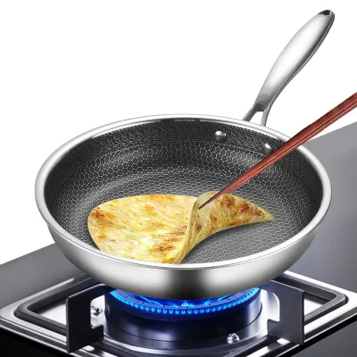 Honeycomb Frying Pan Stainless Steel Pan Non Stick Honey Comb Frying Pan