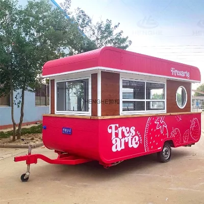 Modern Multi-Service Window Vending Cart Trailer Integrated Solid Wood Workbench Custom Branding Logo Outdoor Retail Cart