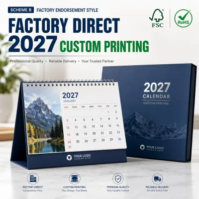 2027 Paper Table Calendar Personalized Yearly Planner UV Printing for Corporate Gift High Quality Factory Direct Clock