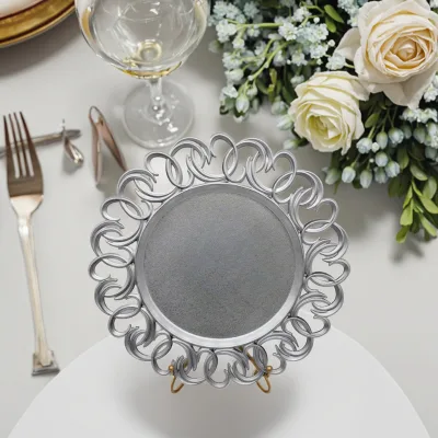 Luxury 13-Inch Silver for Charger Plate for Weddings Durable Plastic PP Art Decorative Board